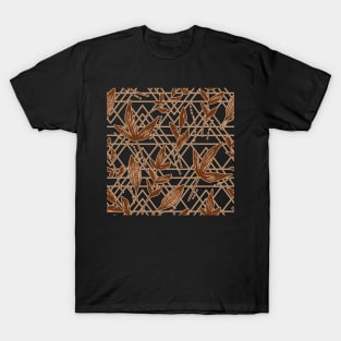 CUTE COOL BROWN PATTERN GEOMETRIC SHAPE LEAF SEAMLESS PATTERN T-Shirt